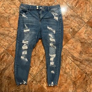 Rue21 Plus Size Dark Wash Ripped Jeans